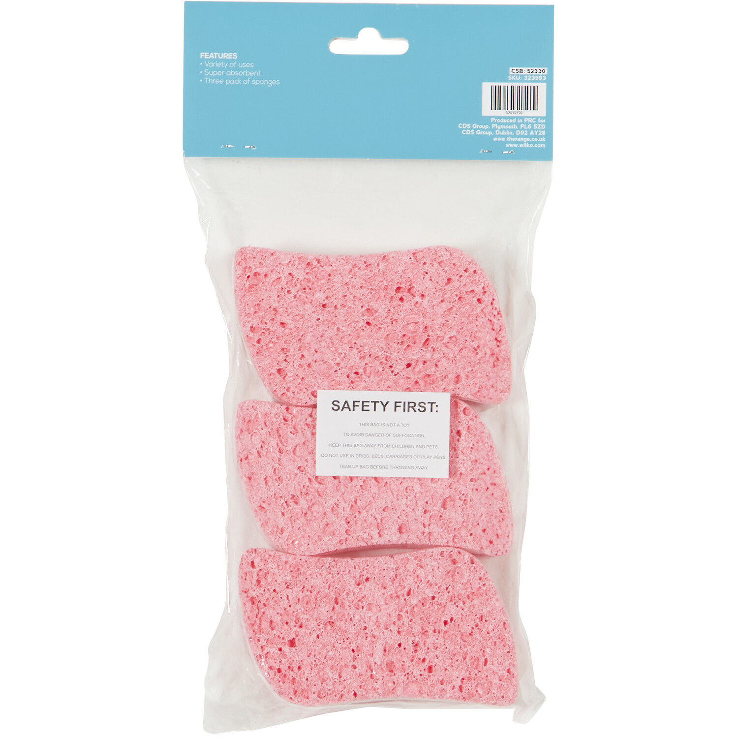Pack of 3 Cellulose 3 Layer Sponge - Pink Image 2
