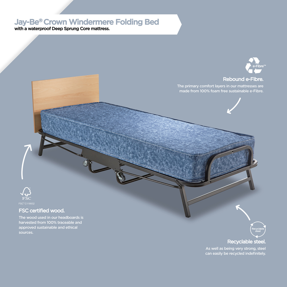 Jay-Be Crown Windermere Single Folding Bed with Waterproof Deep Sprung Mattress Image 6