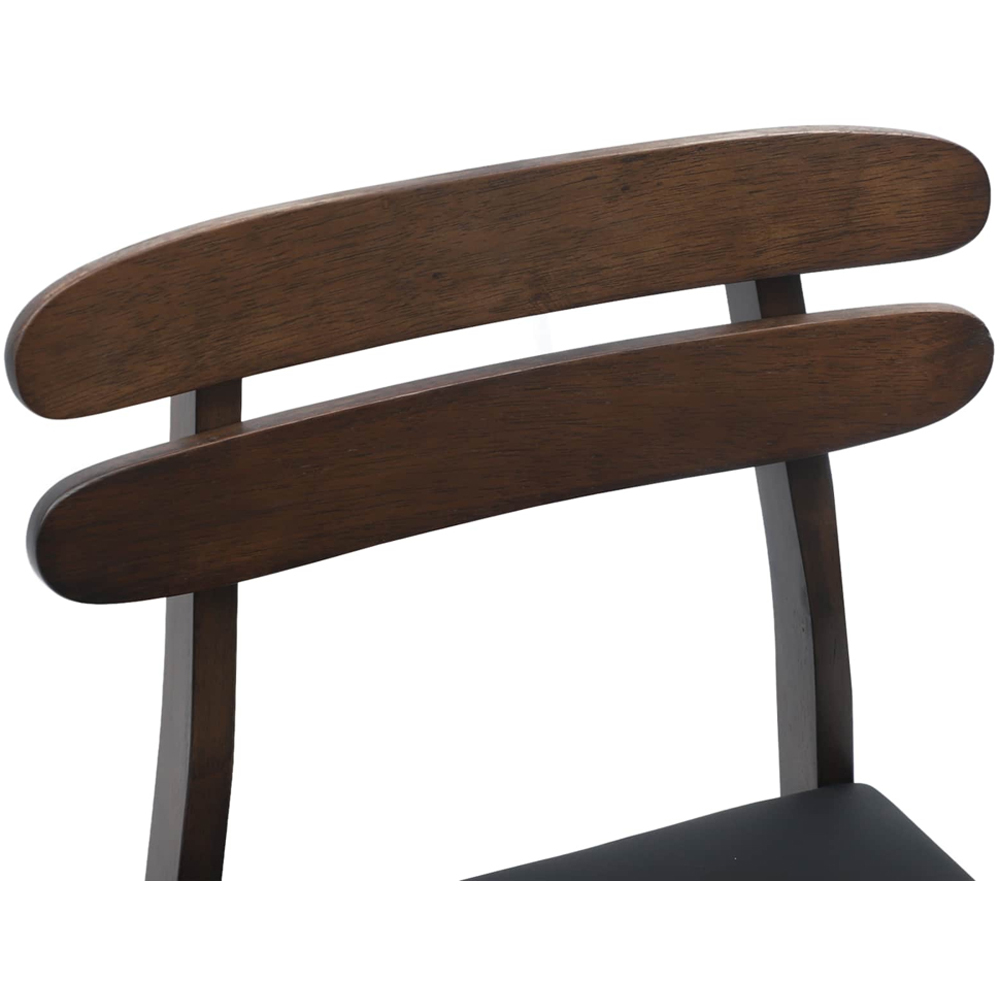 vidaXL Set of 2 Light Brown and Black Rubberwood Rectilinear Vintage Dining Chairs Image 5