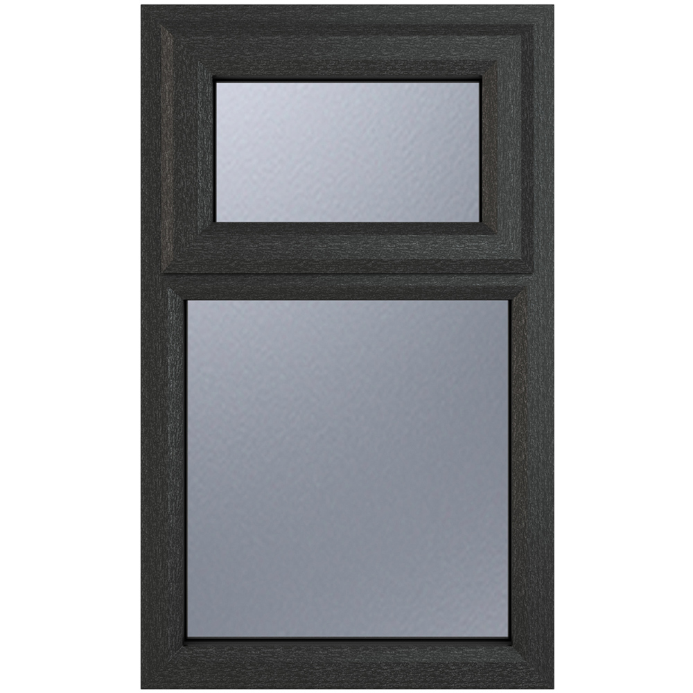Crystal uPVC Triple Glazed Window Top Hung Over Fixed Light Grey White Obscure Glass 610x1115mm Image 1