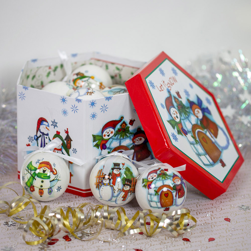 The Christmas Workshop Snowmen Decoupage Bauble 14 Pack Image 6