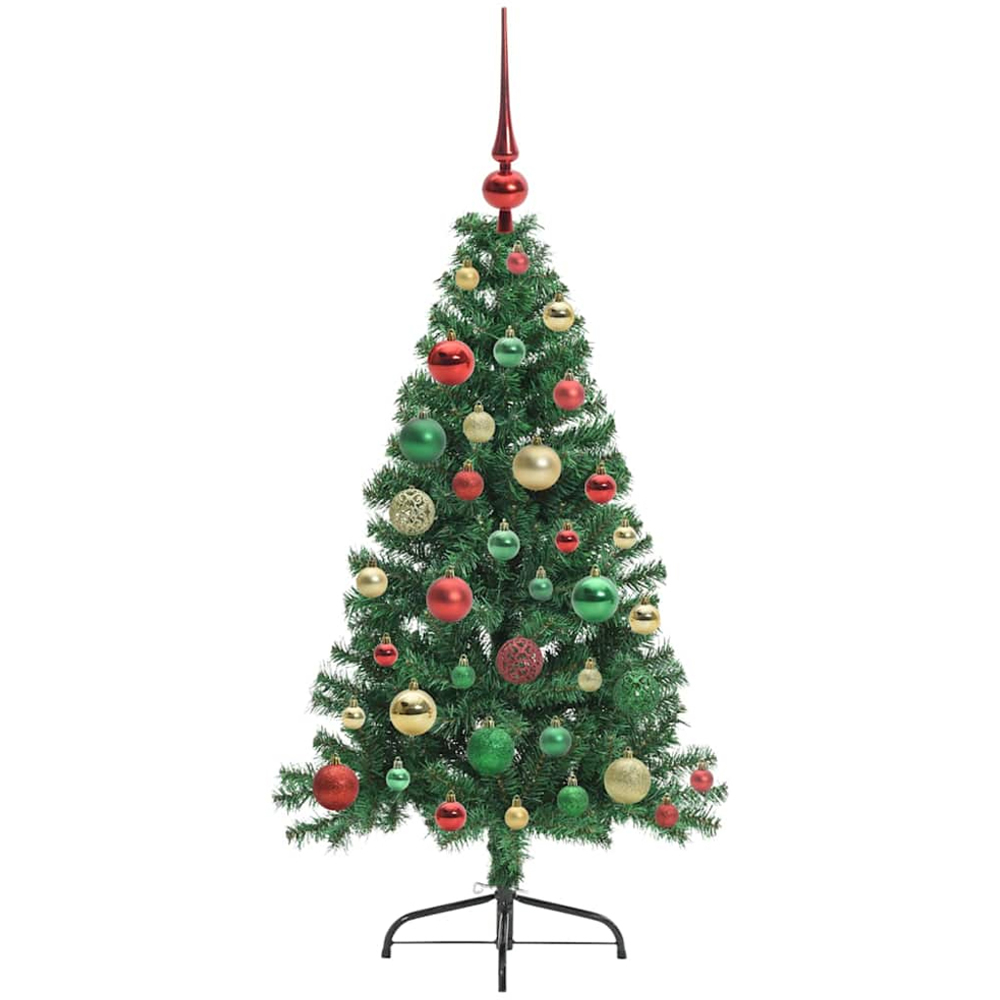 vidaXL Pre-Lit Multicolour Baubles Green Artificial Christmas Tree 4ft Image 5