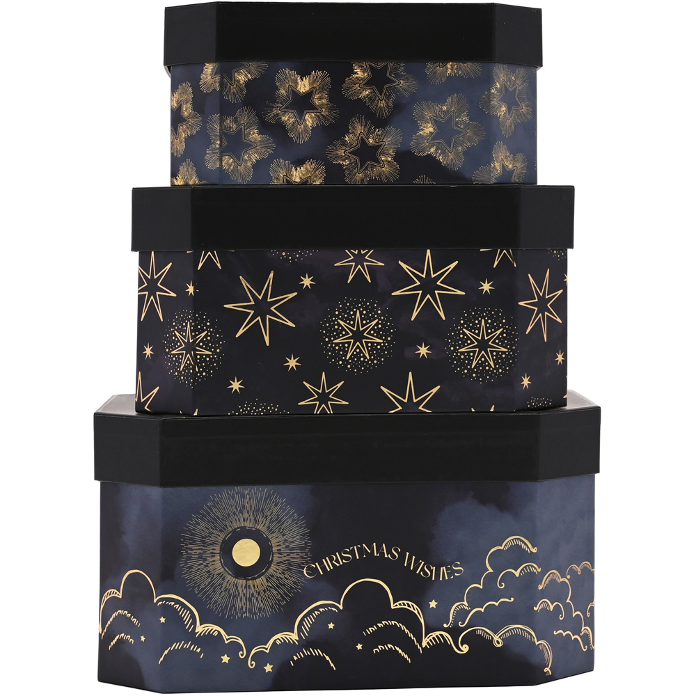 The Christmas Gift Co Blue Celestial Stacking Box Set 3 Piece Image 1