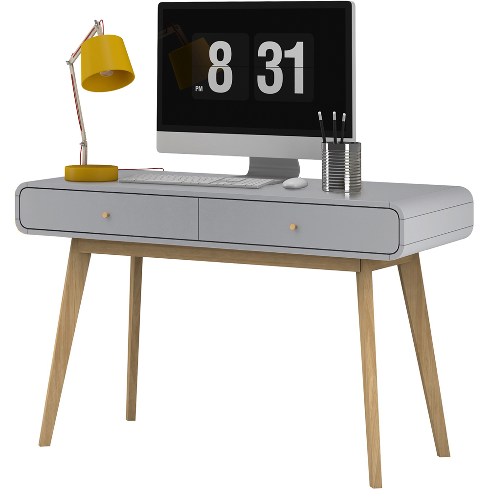 Loft24 Cassie 2 Drawer Grey Writing Desk Image 6