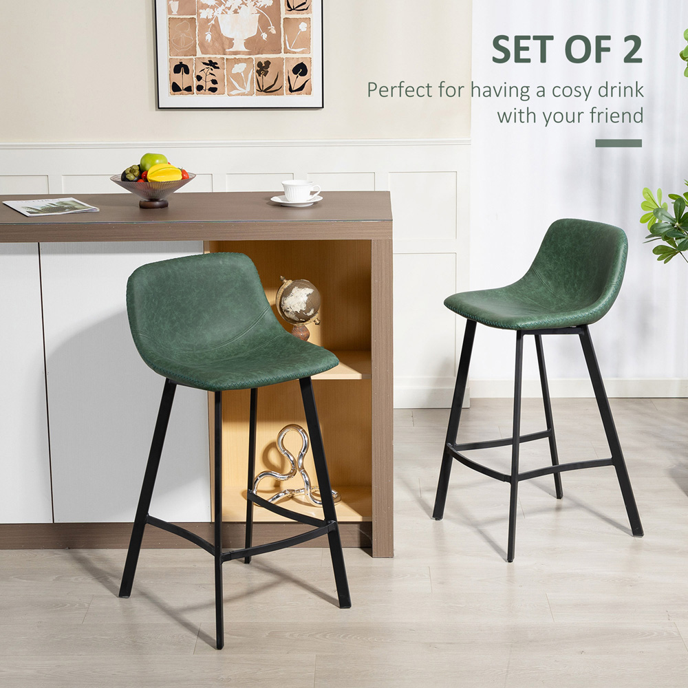 Portland Green Faux Leather Bar Stool Set of 2 Image 8