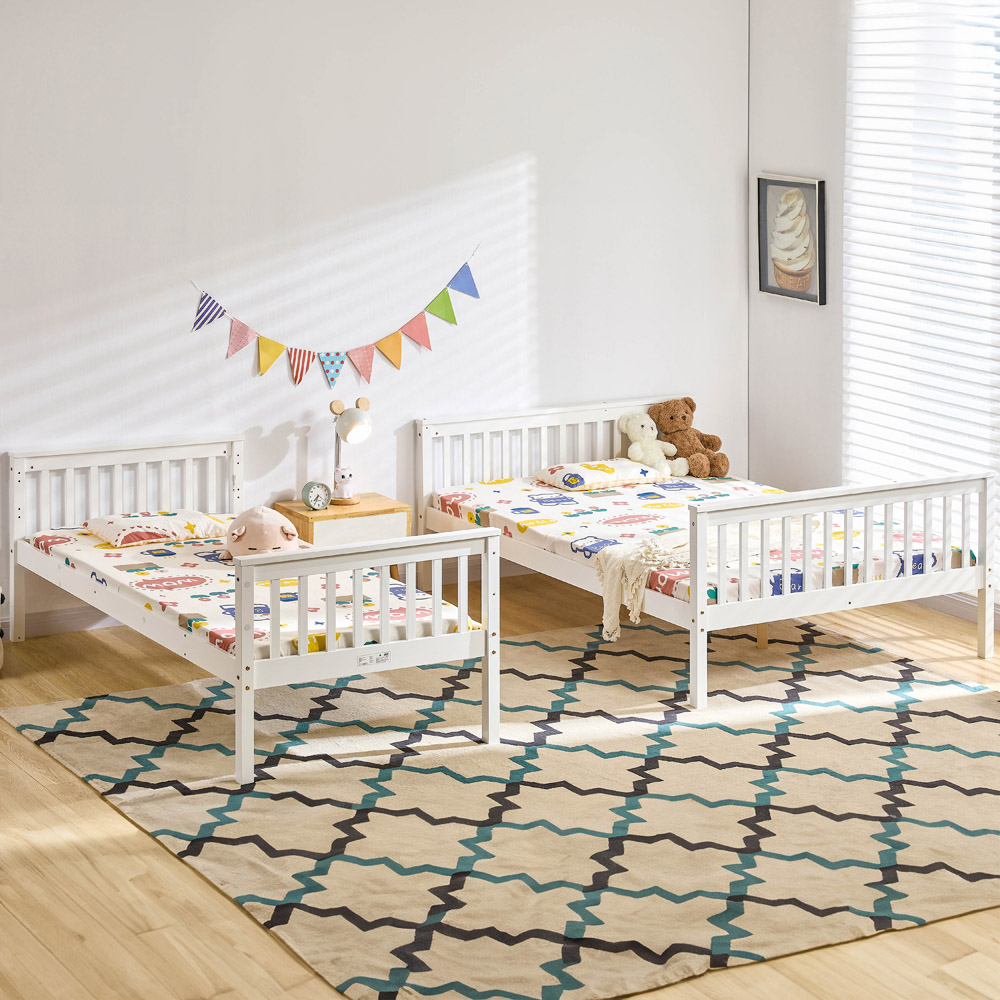 VIDA DESIGNS Milan White Triple Sleeper Bunk Bed with Foam Mattress Image 5