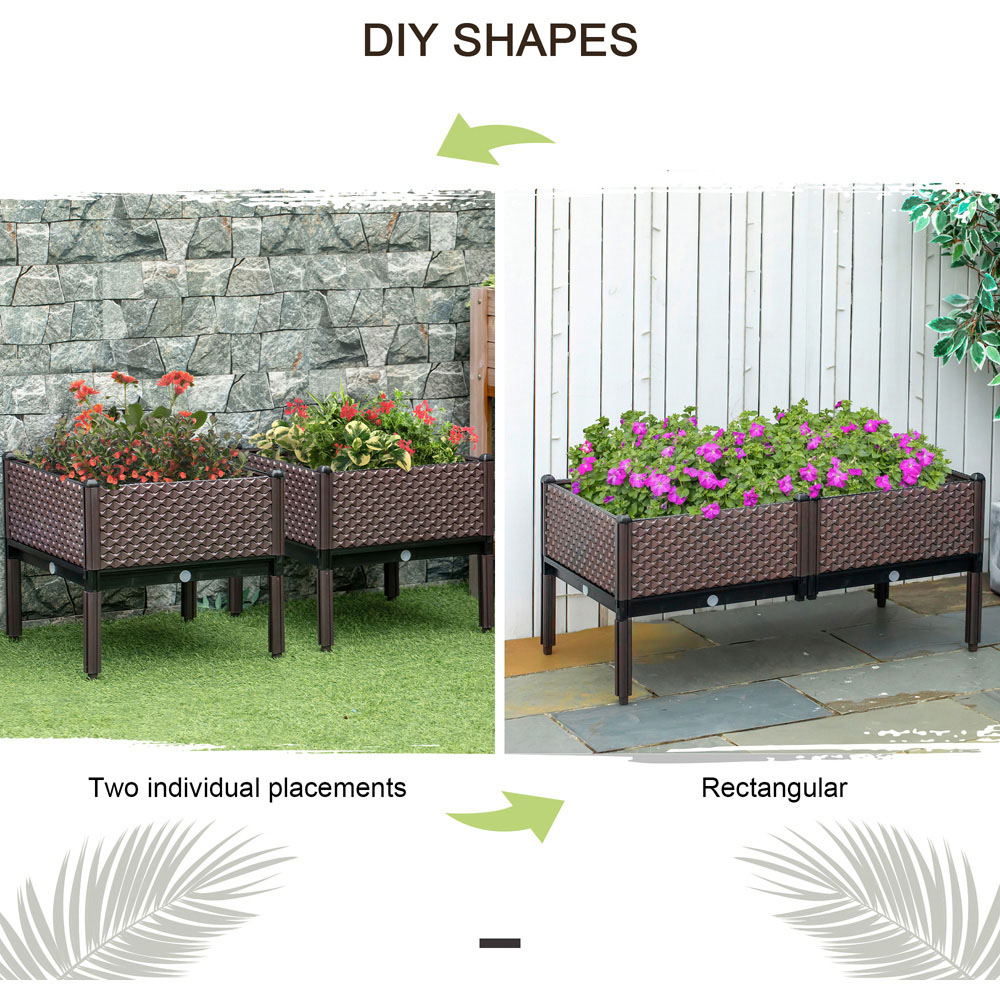 Outsunny Brown Raised Garden Bed Planter 2 Pack Image 5
