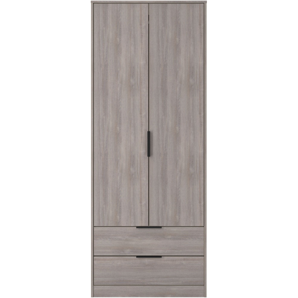 Crowndale Hong Kong 2 Door 2 Drawer Grey Oak Tall Wardrobe Ready Assembled Image 2