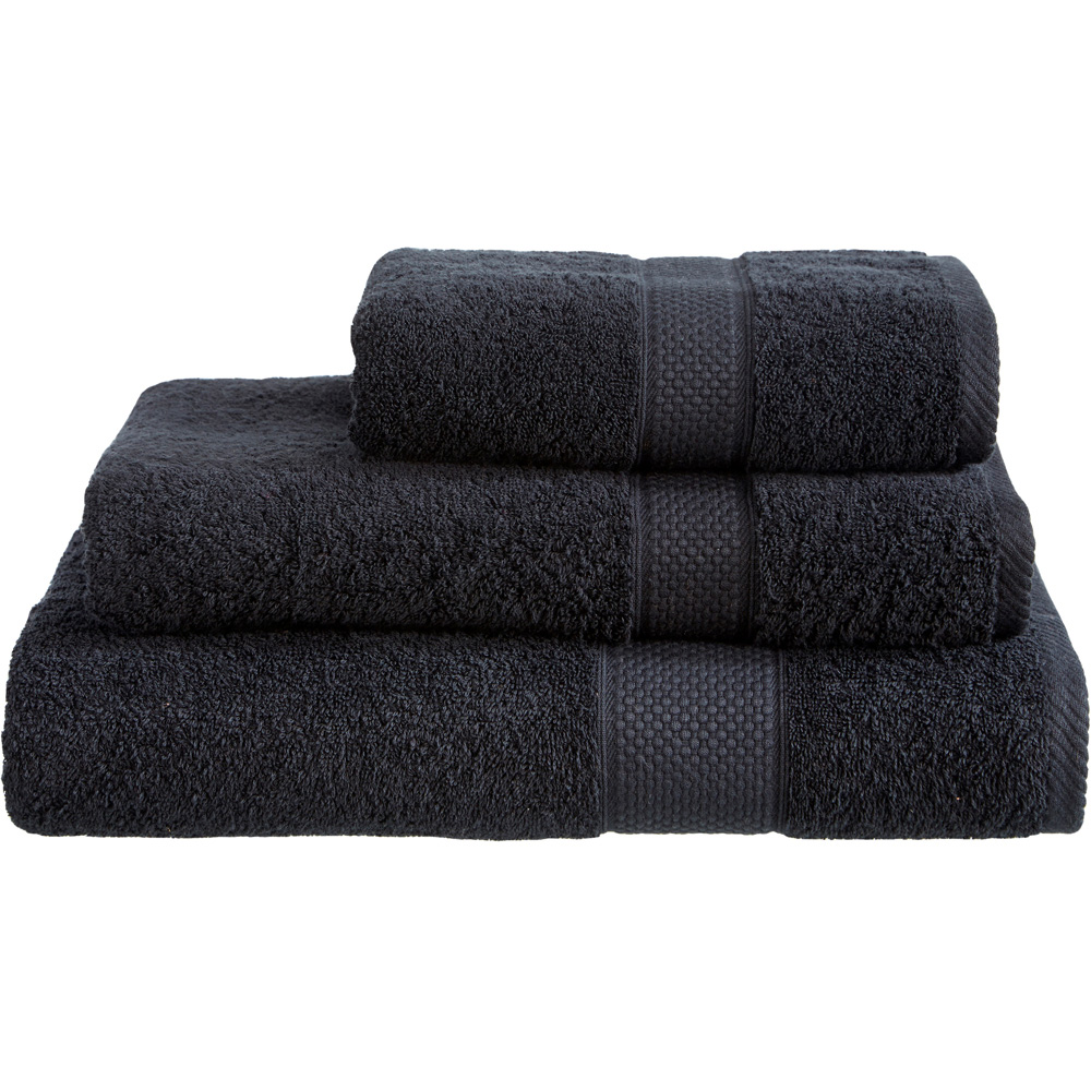 Imperial Ringspun Combed Cotton Black Turkish Face Towel 2 Pack Image 1