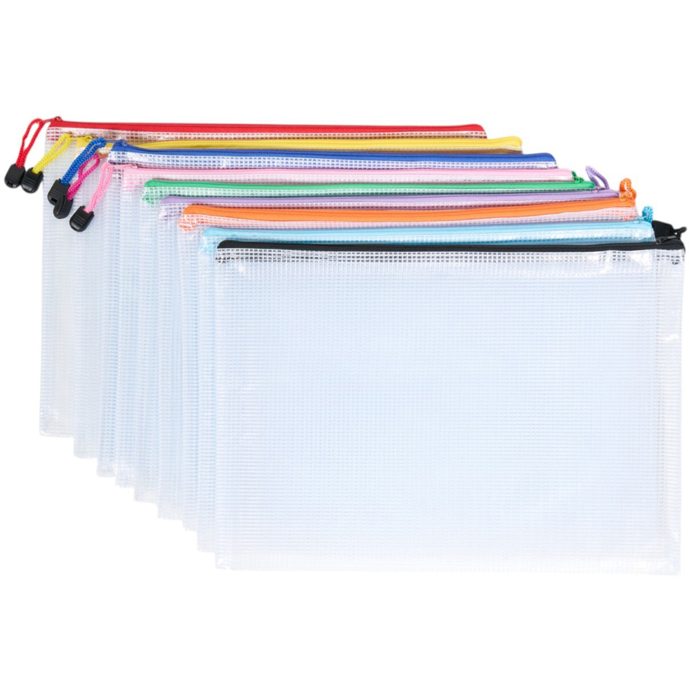 Pack of 10 A4 Colourful PVC Zip Wallets Image 2