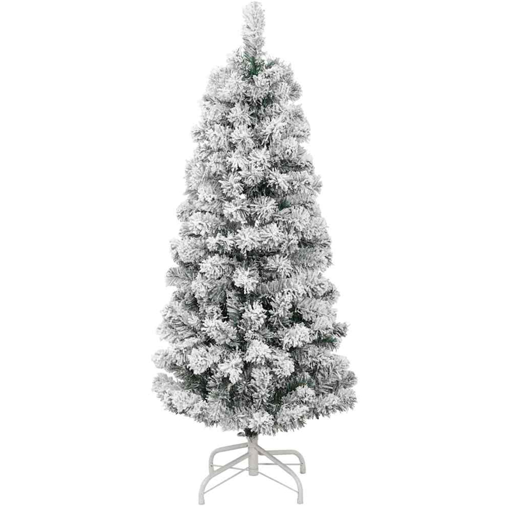 vidaXL Pre-Lit Warm White LED and Pink Baubles Snow Flocked Artificial Christmas Tree 4ft Image 3