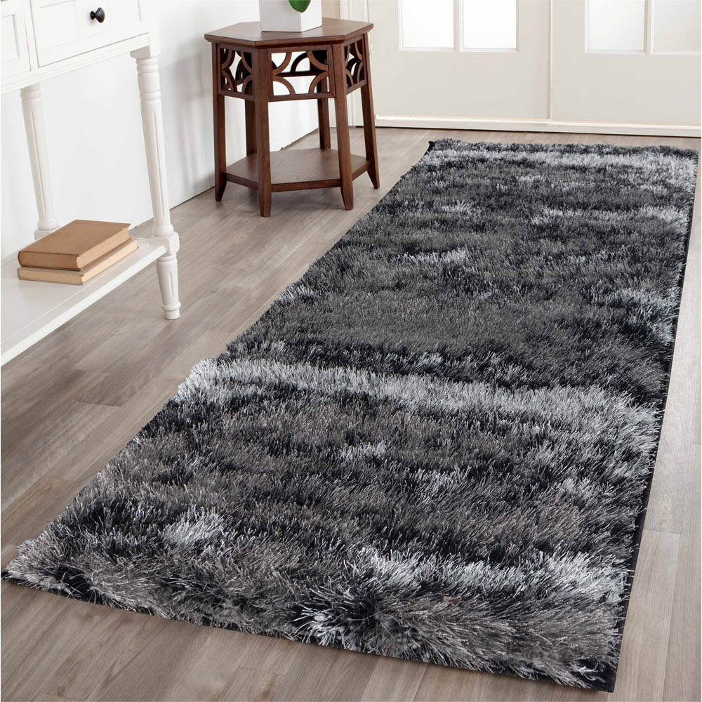Desire Rug Modern Silver Two Tone Shimmer Soft Shaggy Area Rug 200 x 290cm Image 5