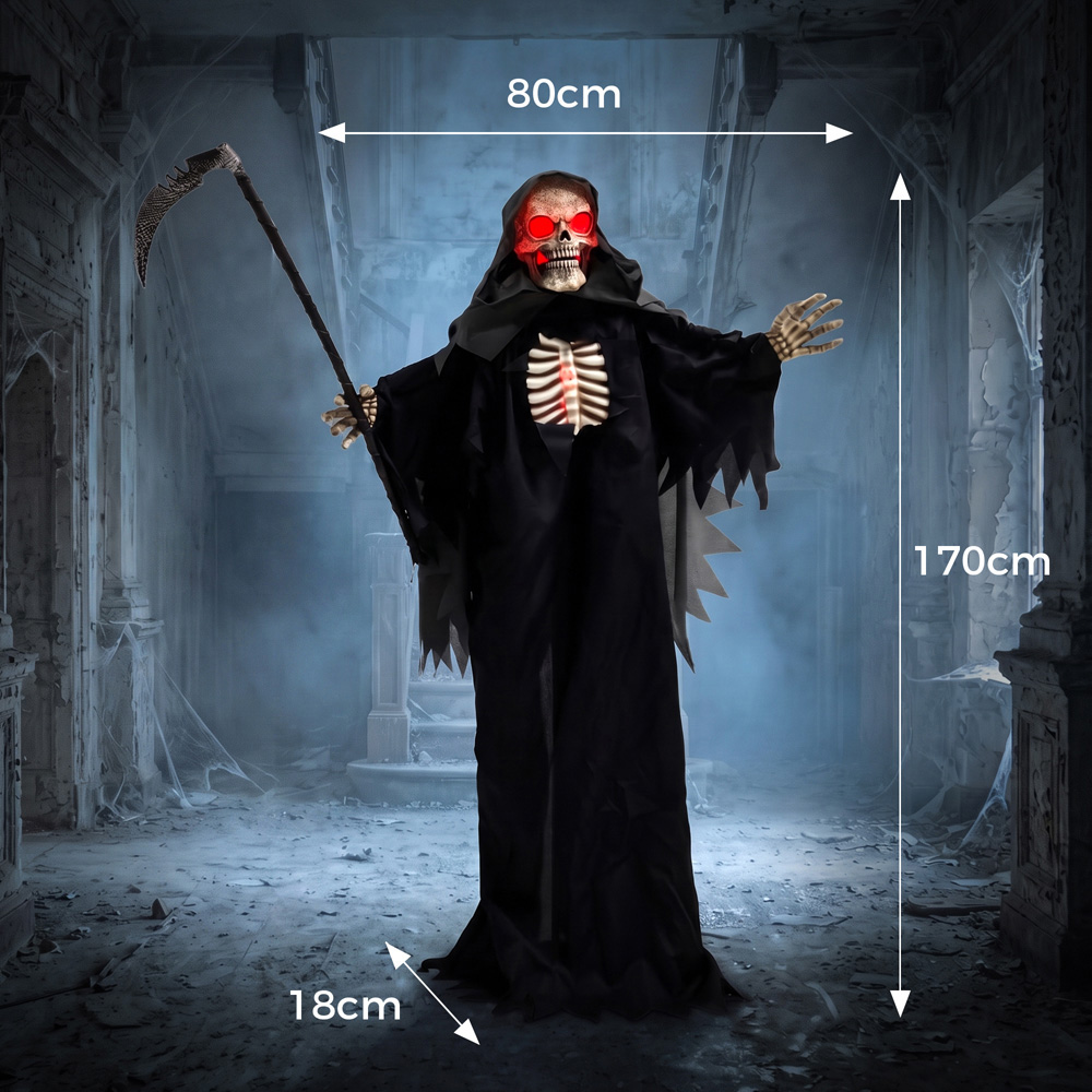 HOMCOM Light Up Life-Size Animated Grim Reaper Halloween Decoration 5.5ft Image 9