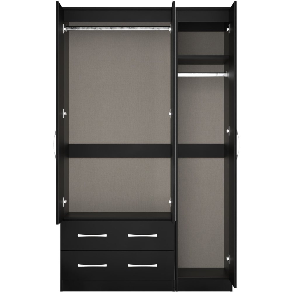 Crowndale Avon 3 Door 2 Drawer Matt Black Mirrored Wardrobe Ready Assembled Image 7