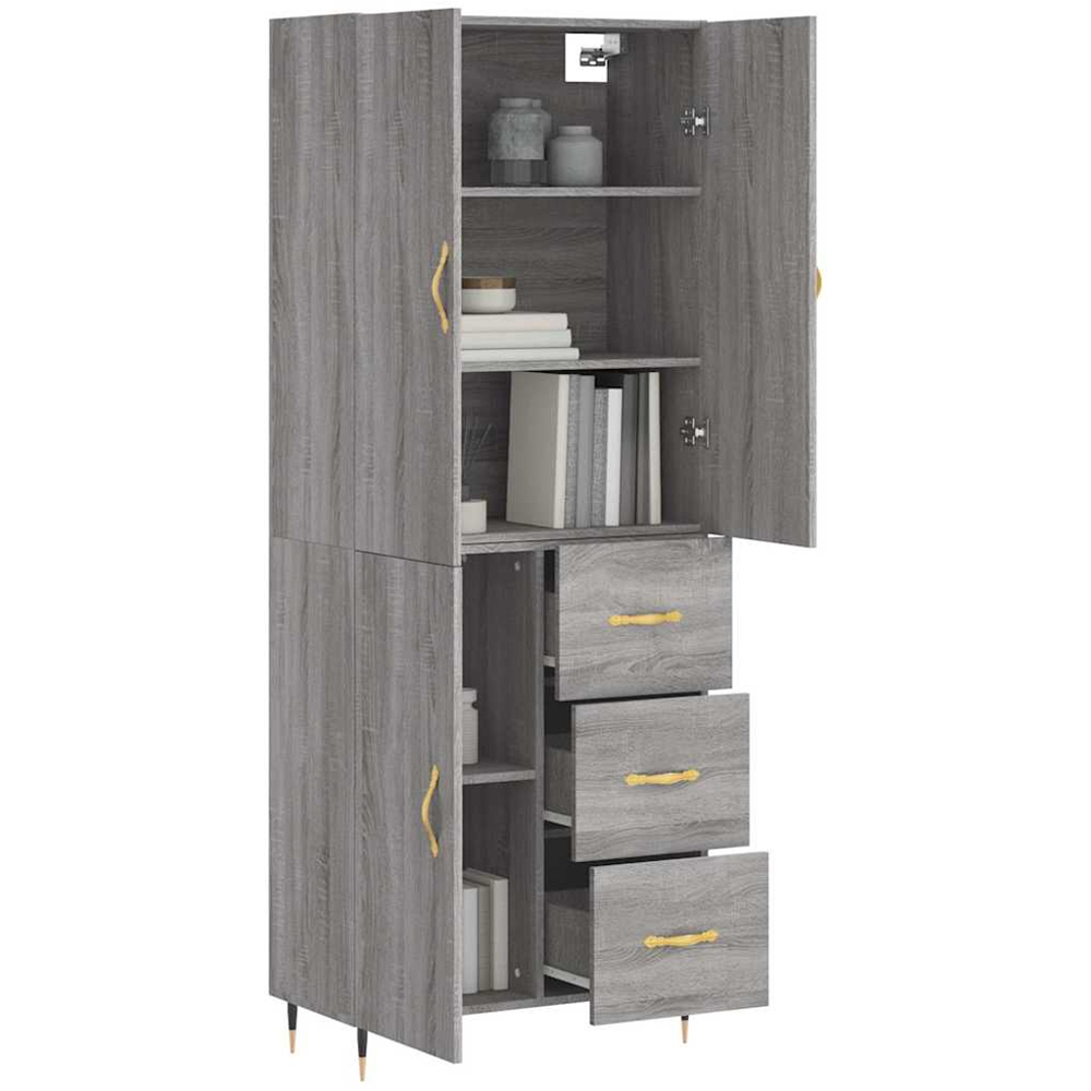 vidaXL 3 Door 3 Drawer Grey Sonoma Highboard Image 3