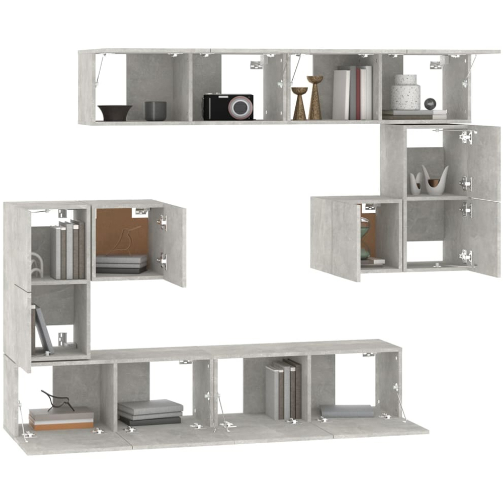 vidaXL 14 Door Concrete Grey Wall Mounted TV Cabinet Image 3
