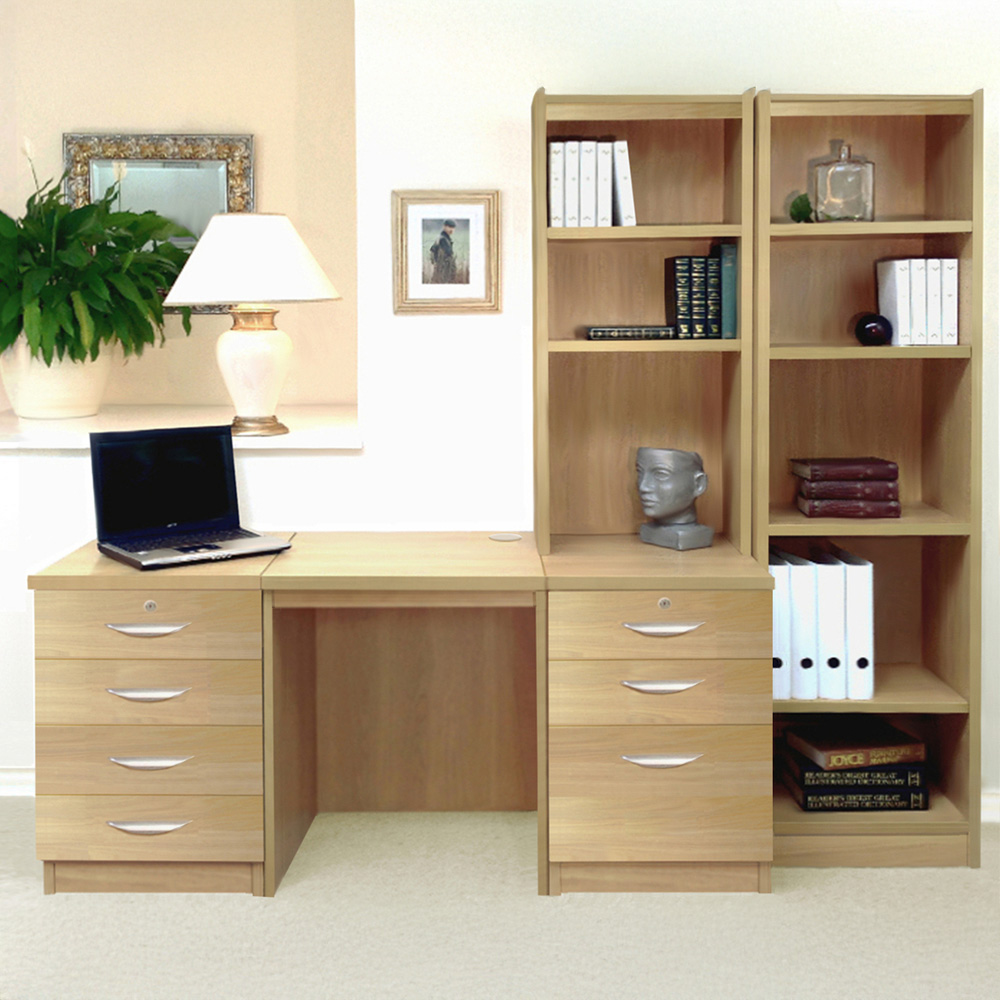 R White Cabinets SET-15-IN-CO Desk Drawer Unit and Hutch Narrow Bookcase Home Office Furniture Set Image 1