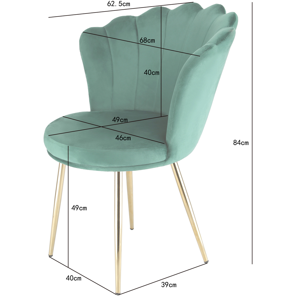 Freya Petal Back Accent Chair Velvet Uphostery - Green Image 7