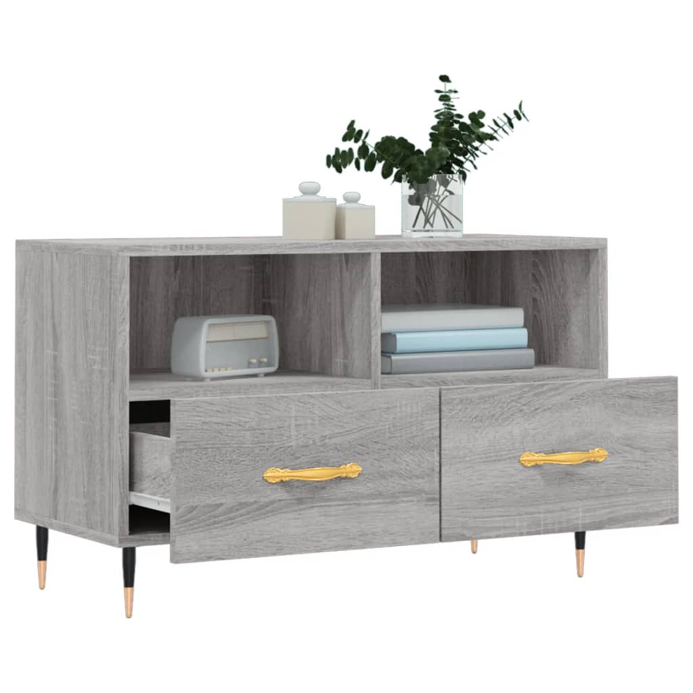 vidaXL 2 Drawer 2 Shelf Grey Sonoma TV Cabinet Image 4