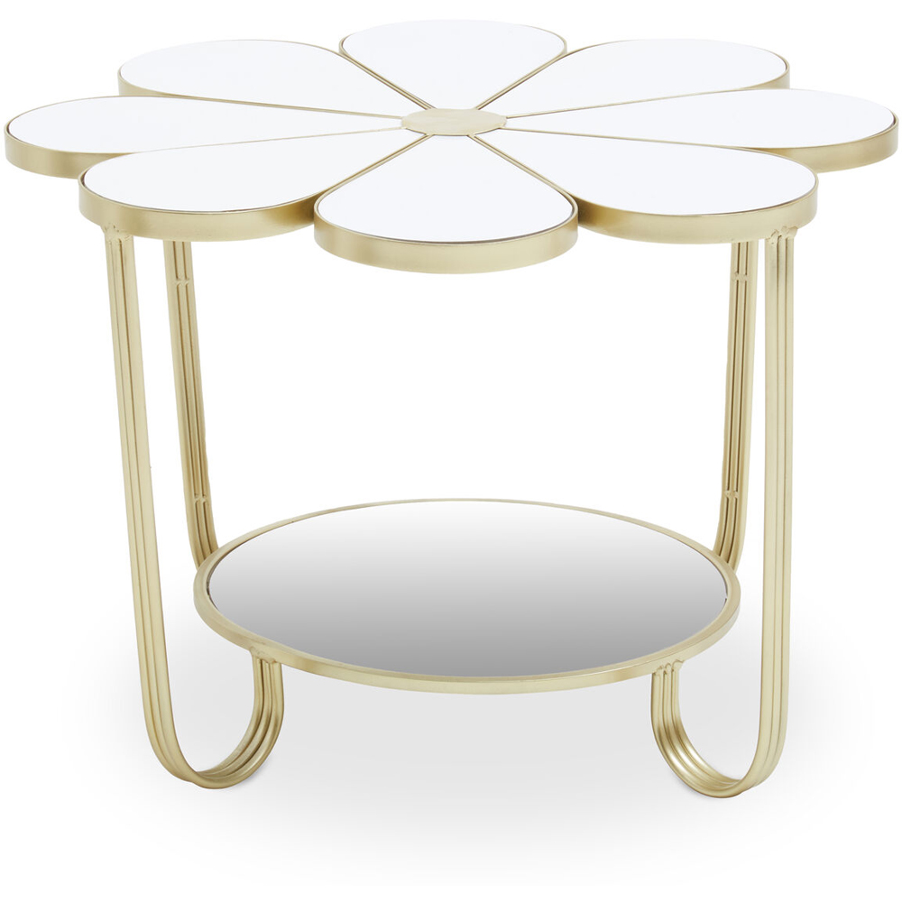 Premier Housewares Jodie Single Shelf White Petal Shape Table Image 2