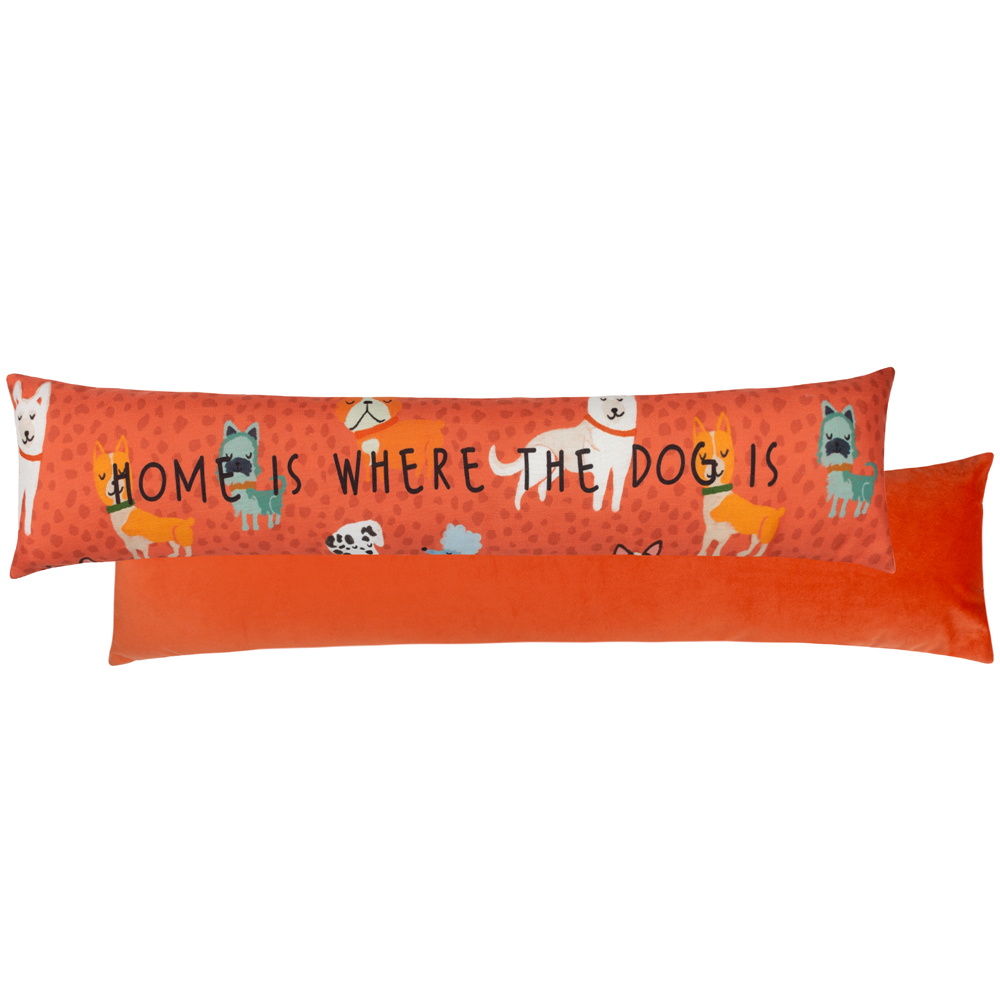 furn. Multicolour Orange Home Message Velvet Draught Excluder for Dogs Image 1