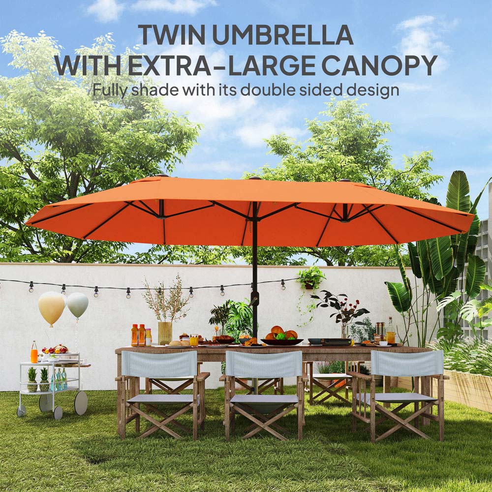 Outsunny Orange Crank Handle Double Sided Umbrella 4.6m Image 5