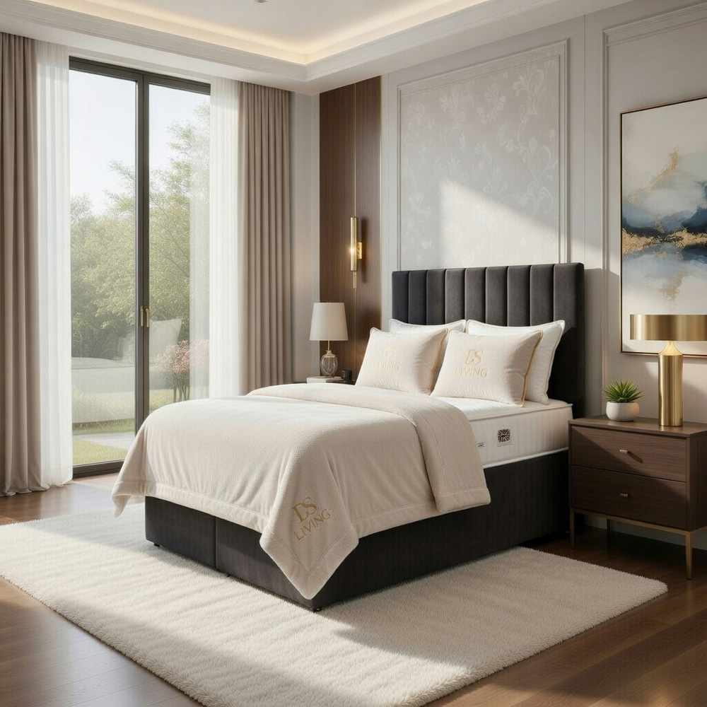 DS Living Aria Super King Size Grey Plush Ottoman Bed Image 4
