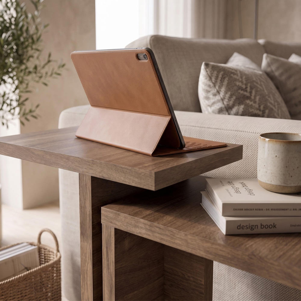 Decortie Nero Istanbul Walnut Side Table Set of 2 Image 3