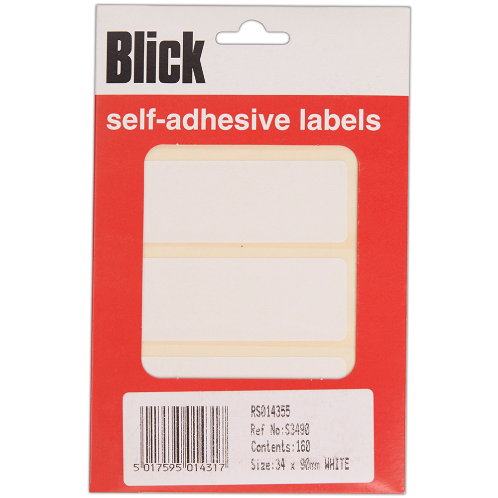 Blick White Rectangular Self Adhesive Warehouse Label 34 x 90mm 160 Pack Image 1