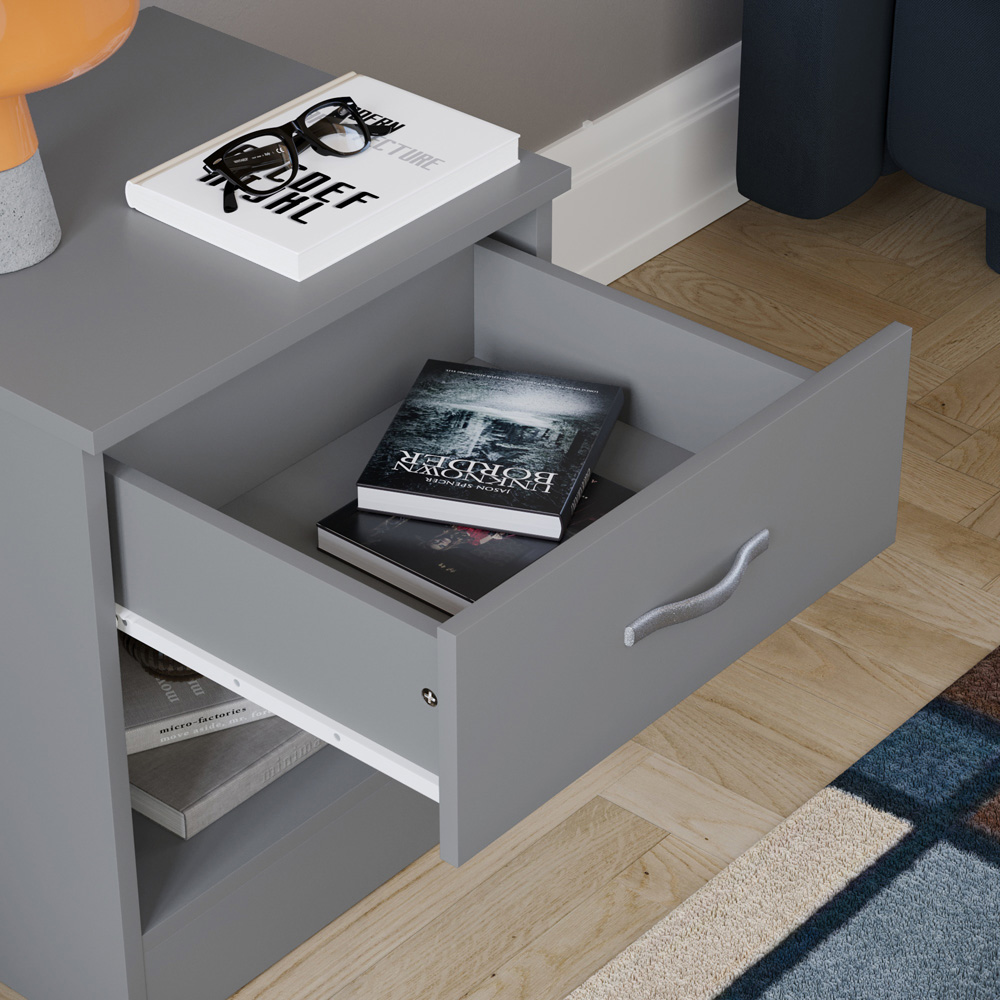 Vida Designs Riano Single Drawer Grey Bedside Table Image 5