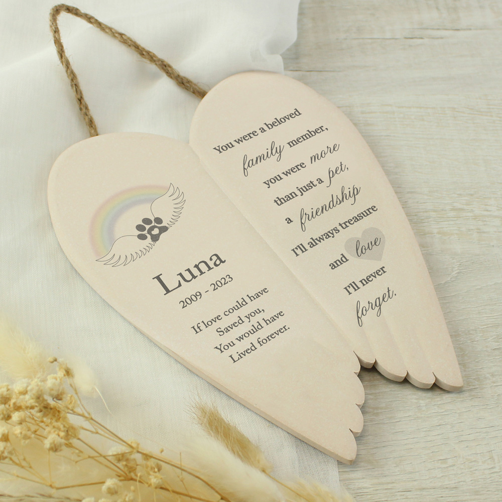Personalised Memento Pet Memorial Ceramic Wings Image 2