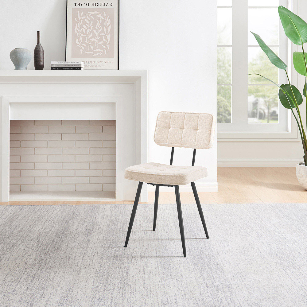 Furniturebox Boston Set of 2 Cream and Black Boucle Fabric Dining Chair Image 5