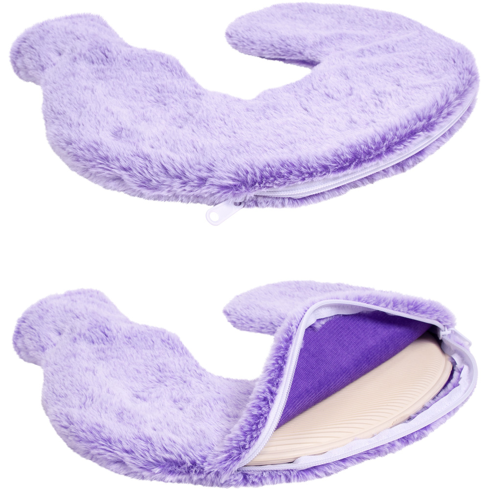 Bauer Professional Purple Soft Faux Fur Fleece Neck and Shoulder Hot Water Bottle Image 2