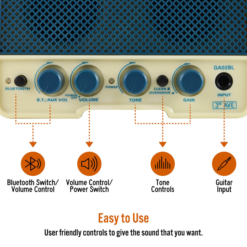 3rd Avenue 5W Mini Guitar Amplifier and Bluetooth Speaker Image 5