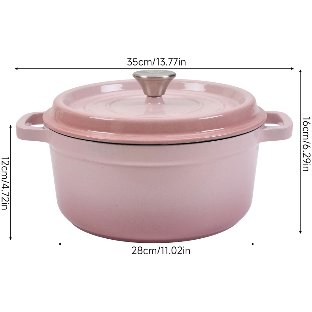 Living and Home Gradient Pink Enamelled Cast Iron Dutch Oven Pot 6L Image 8