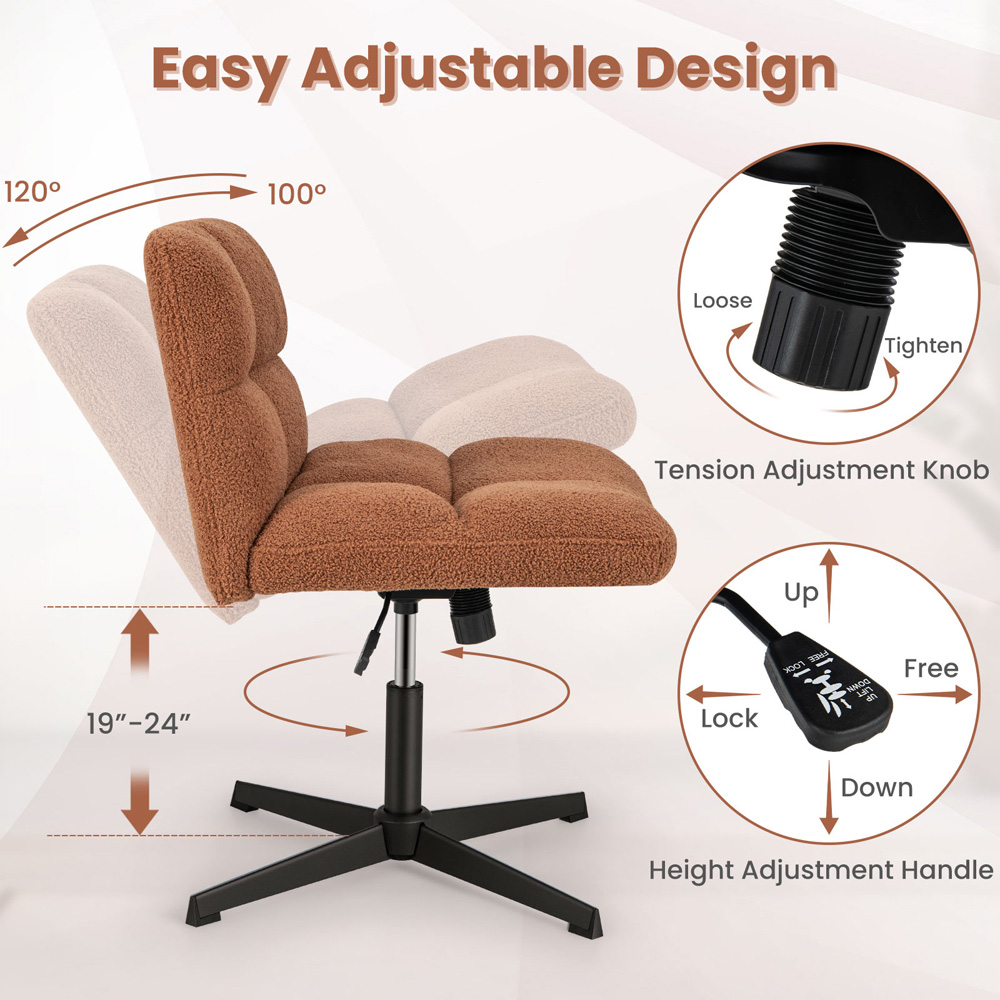 Costway Brown Adjustable Armless Office Chair Image 6