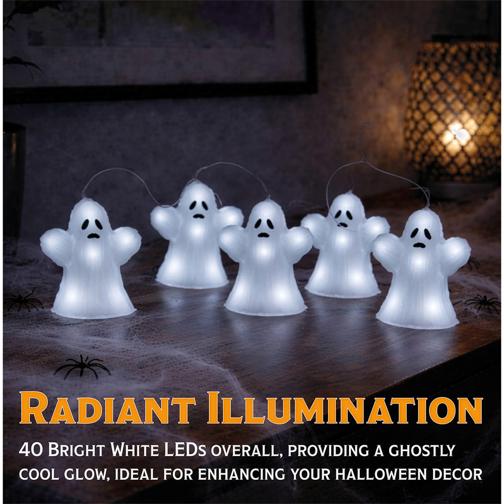 FXLab 8 White LED Acrylic Ghost Outdoor Halloween Decoration Set of 5 Image 5