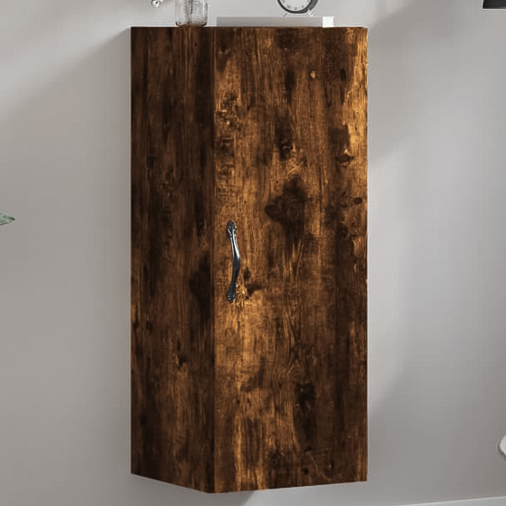 vidaXL Single Door Brown Smoked Oak Wall Mounted Cabinet Image 1