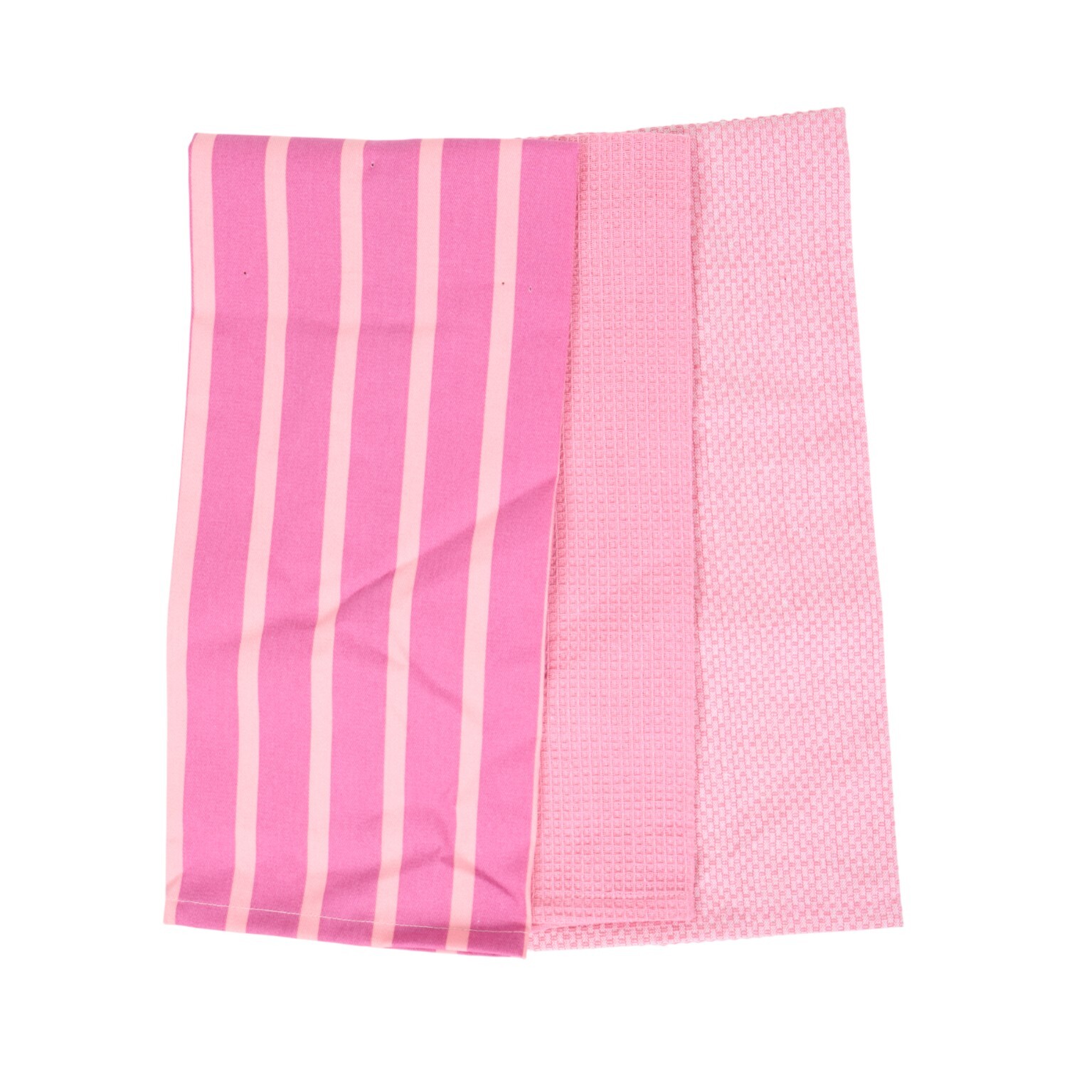 Pack of 3 Stripe Tea Towels Pink Image 3