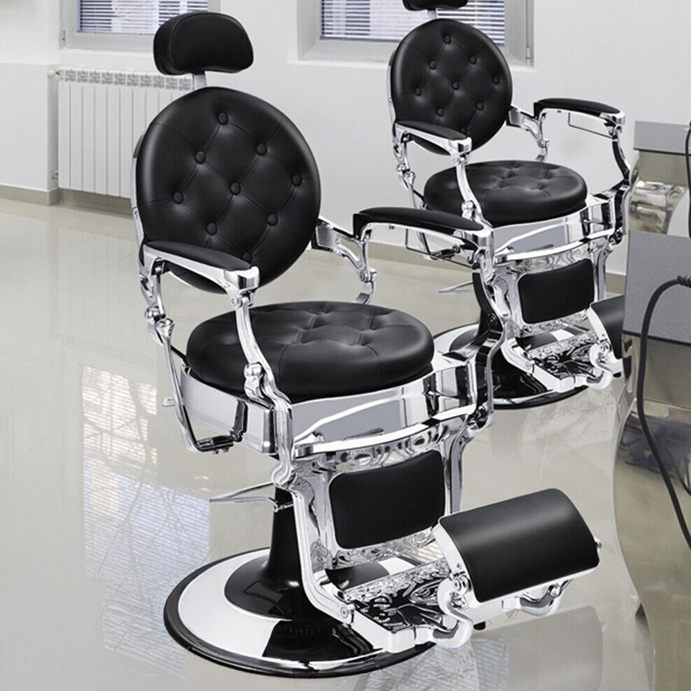 Costway Black Height Adjustable Swivel Vintage Salon Chair Image 1