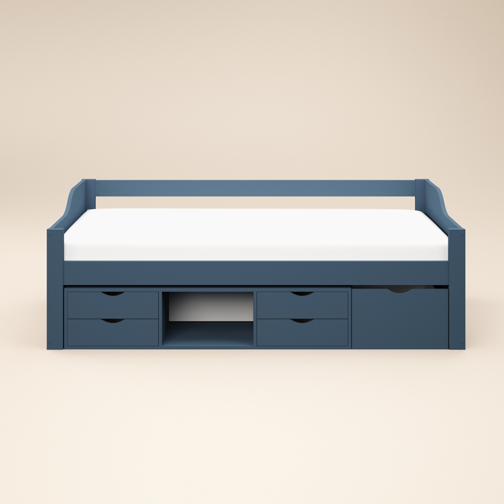 Flair Blair Single Blue Storage Low Sleeper Bed Image 3