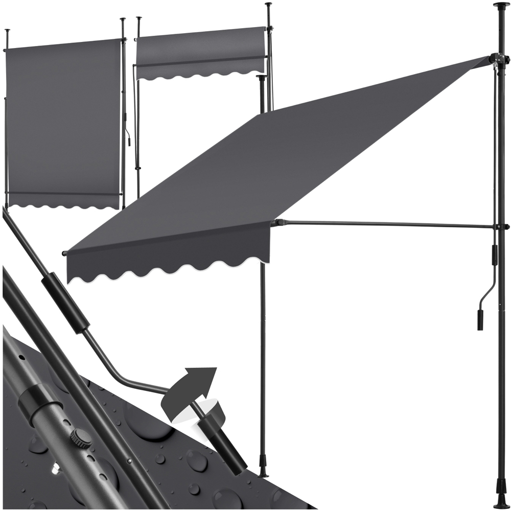 tectake Black and Grey Retractable Awning 1.5 x 1.8m Image 2