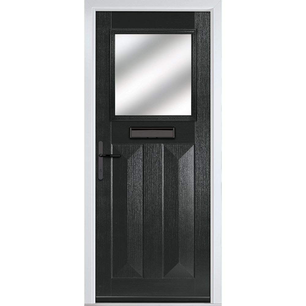 Crystal-Direct Eaton Black GRP Clear Glass Right Hand Open Front Door 2090 x 920mm Image 1