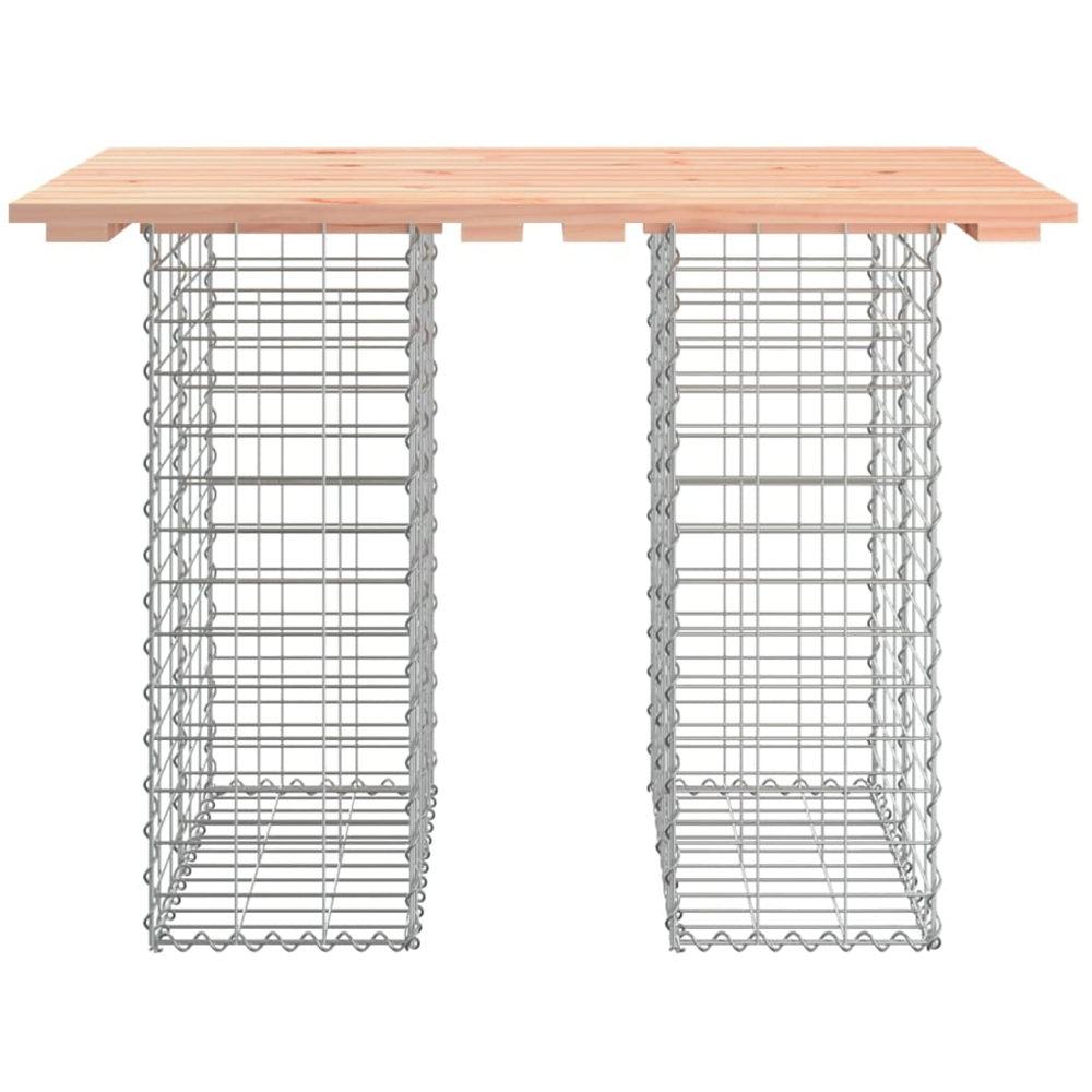 vidaXL Natural Solid Douglas Wood Gabion Design Garden Table 70 x 100 x 72cm Image 2