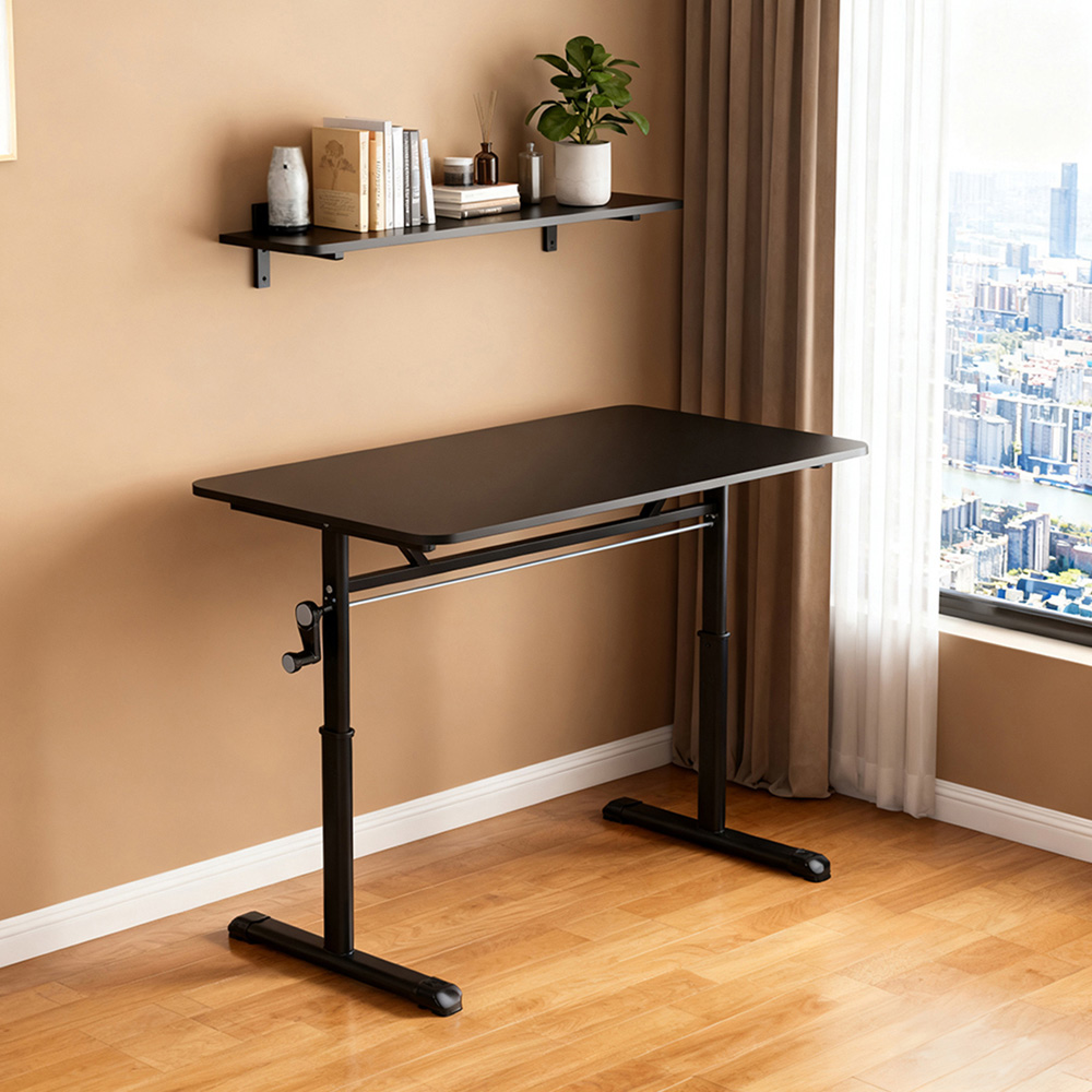 Living and Home Carbon Steel Frame Manual Height Adjustable Laptop Desk Black Image 7