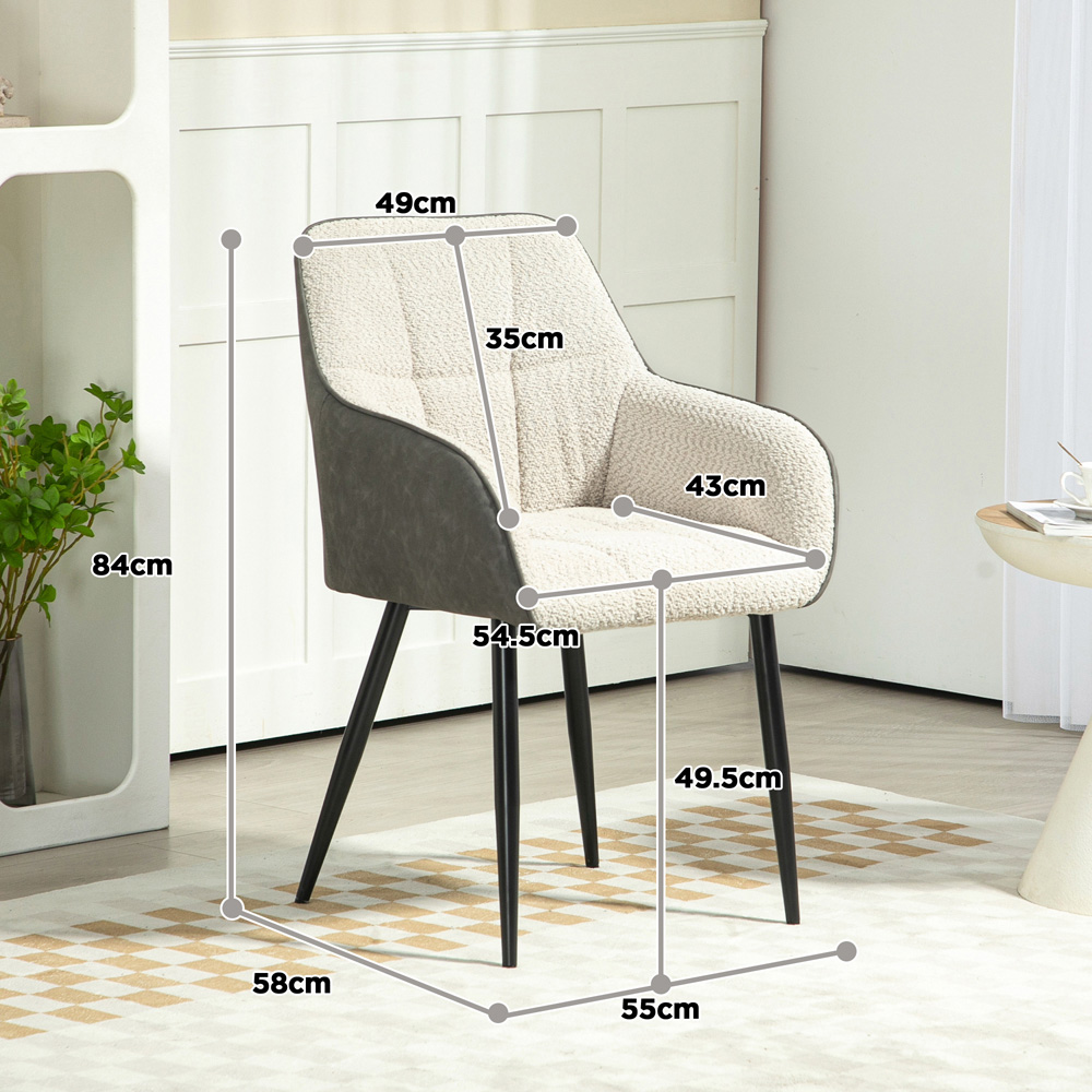 HOMCOM White Chenille Fabric Upholstered Accent Chair with Foot Pads Image 8