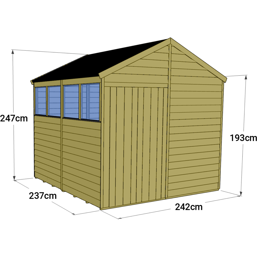 StoreMore 8 x 8ft Double Door Tongue and Groove Apex Shed with Window Image 4