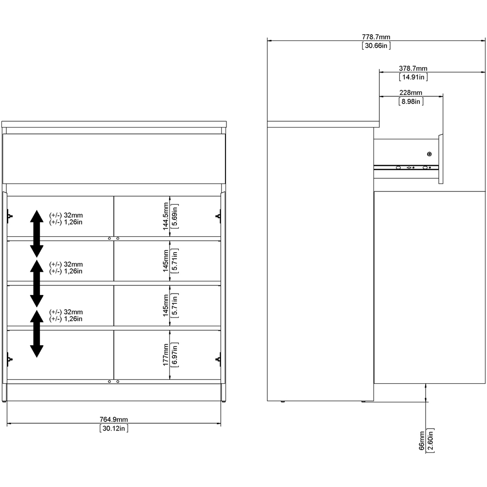 Florence 2 Door Single Drawer Black Matt Sideboard Image 8