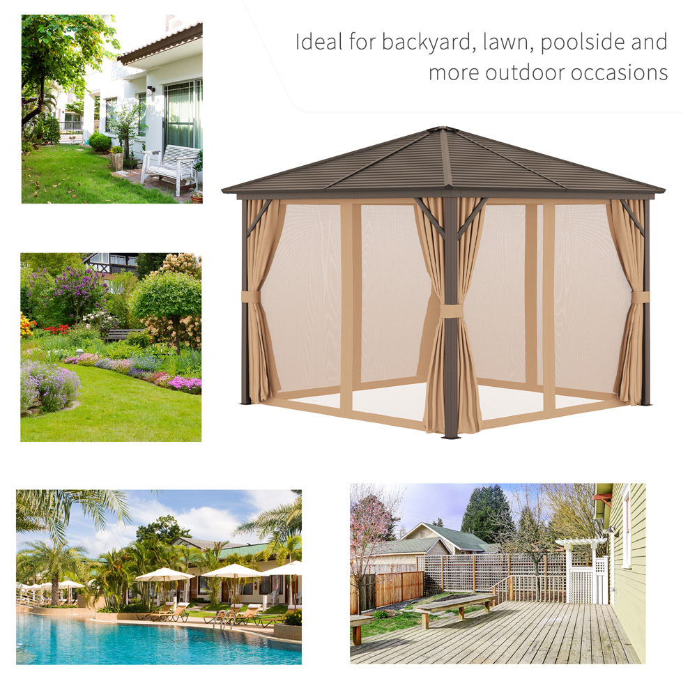 Outsunny 2.5 x 2.5m Steel Patio Gazebo with Hardtop and Curtains Image 6