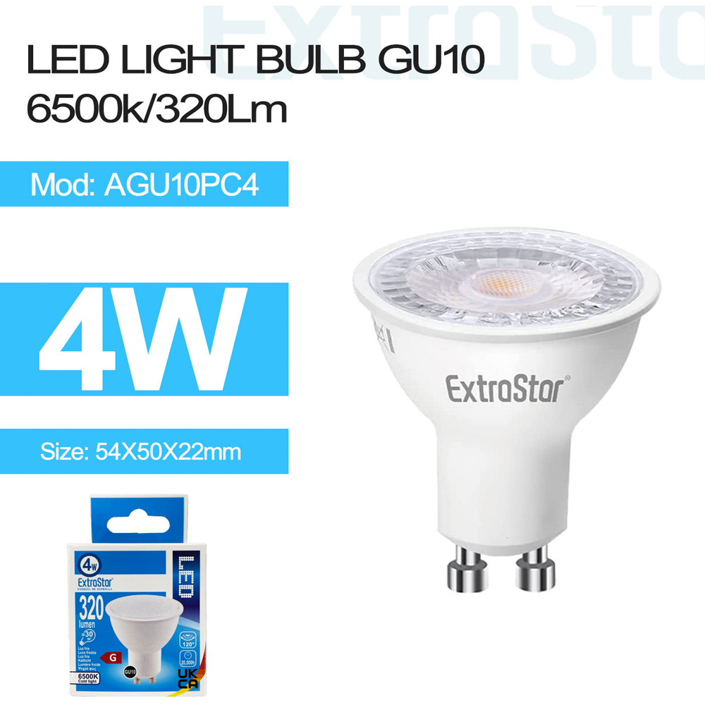 ExtraStar 10 Pack GU10 4W Daylight LED Light Bulb Image 2